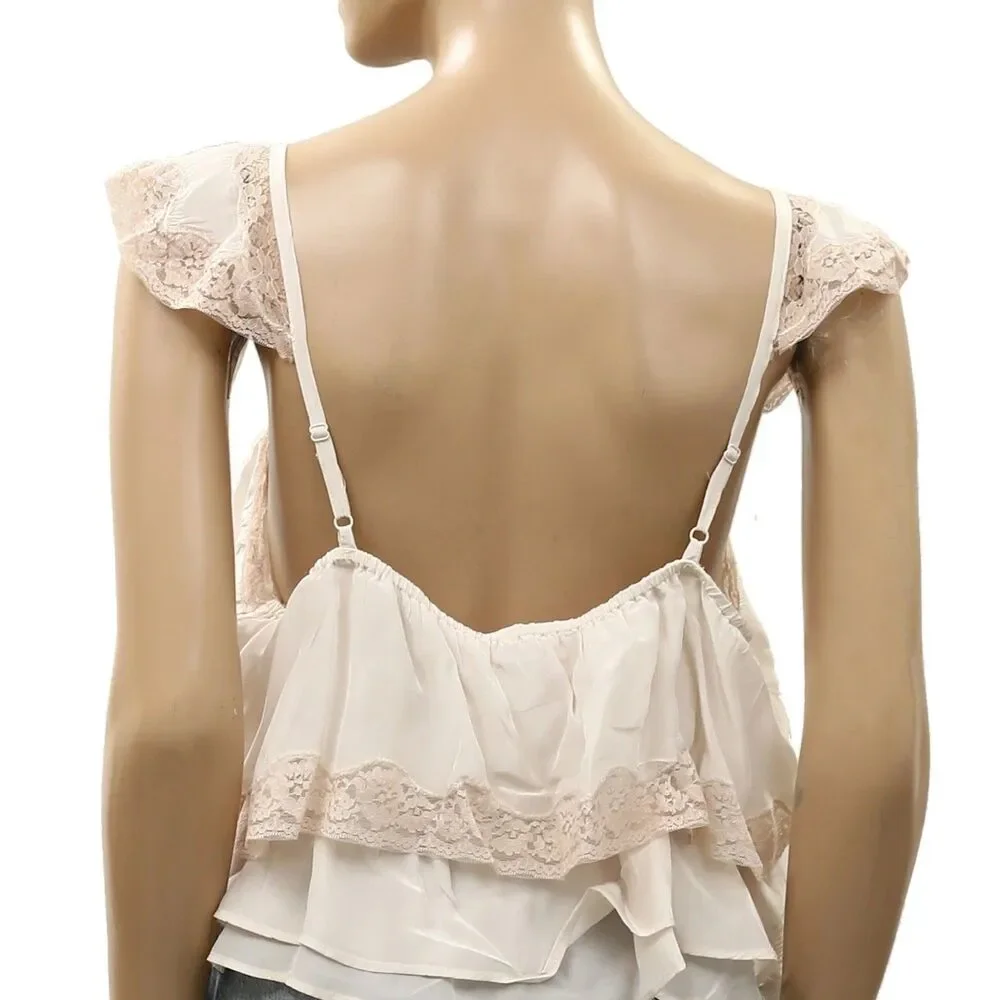 Intimately Free People How Sweet Is It Cami Blouse Top Lace Slip Trendy L 288548